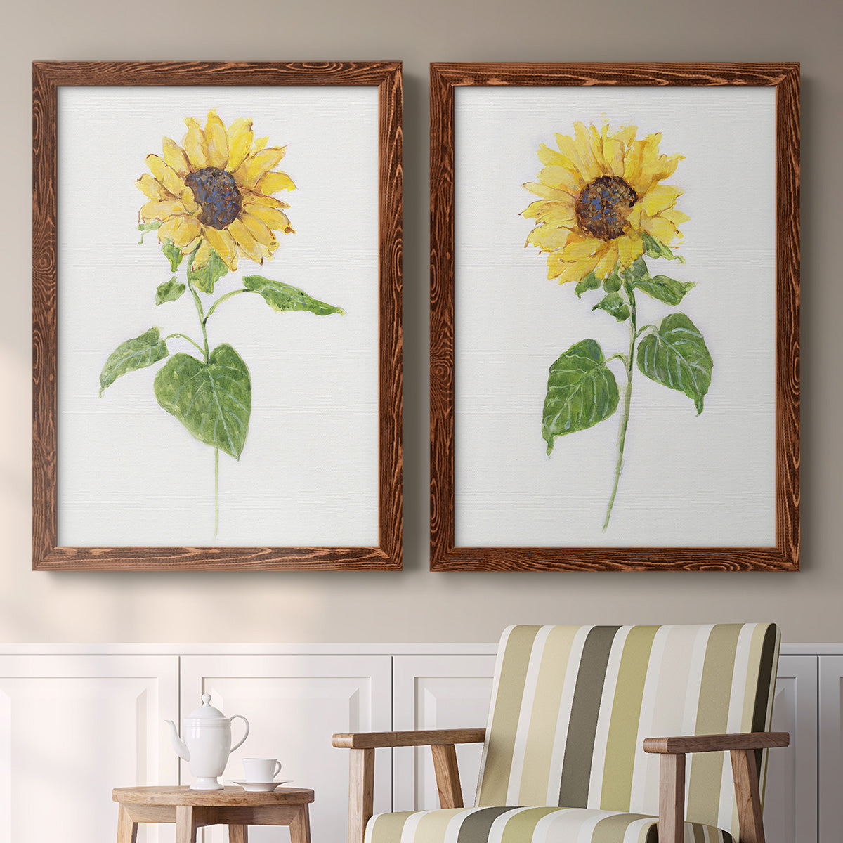 Sunflower I   - Premium Framed Canvas 2 Piece Set - Ready to Hang