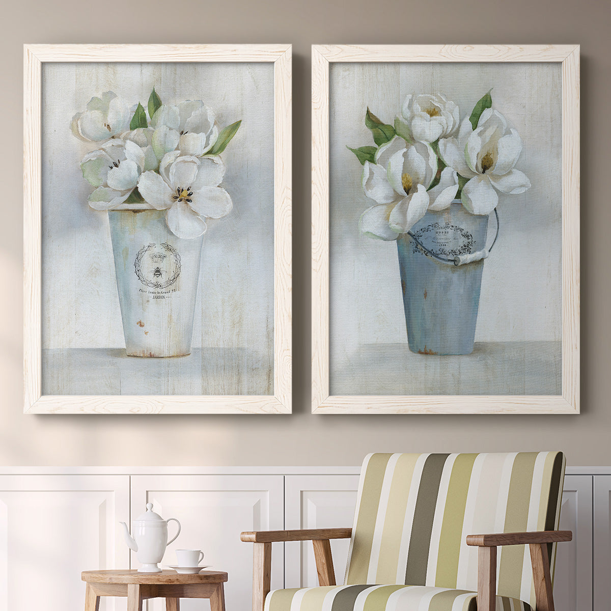 Fleuriste Francais I - Premium Framed Canvas 2 Piece Set - Ready to Hang