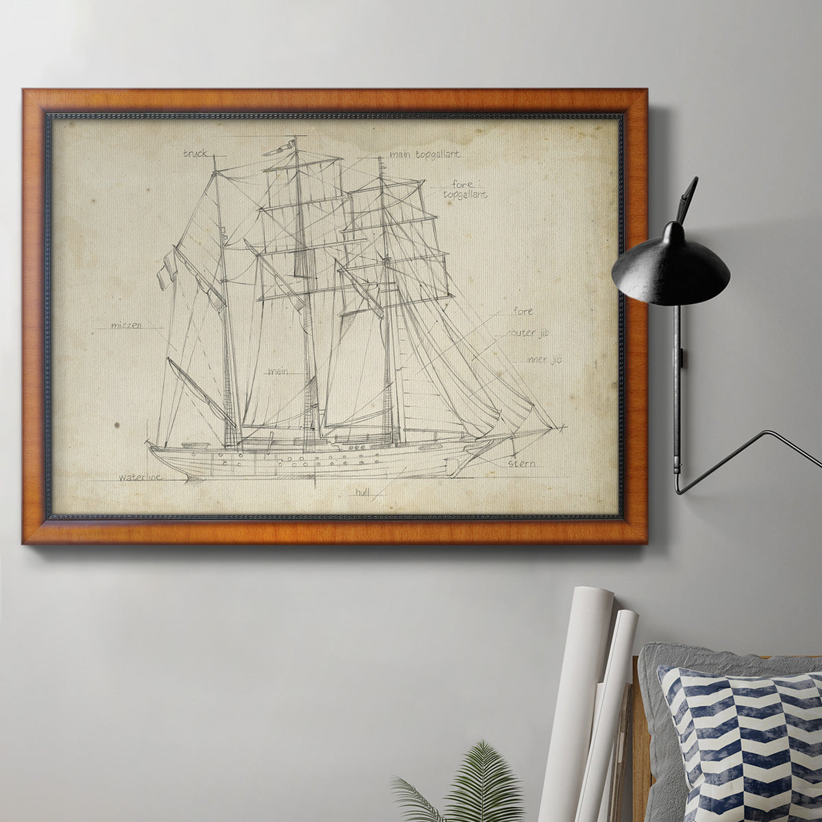 Sailboat Blueprint I Premium Framed Canvas- Ready to Hang