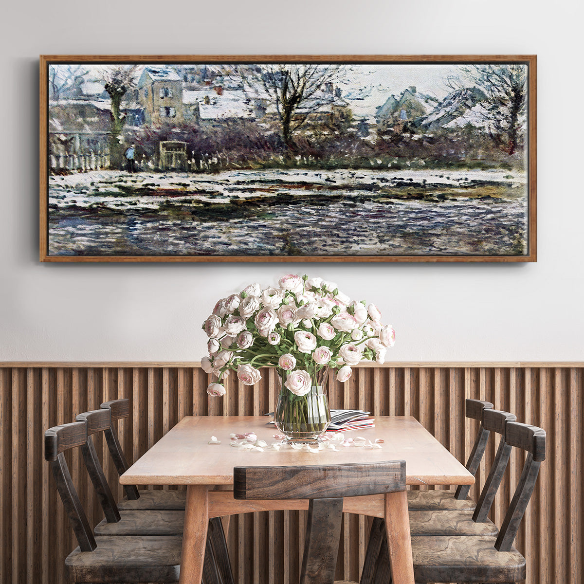 Snow in Vétheuil - Floater Framed Canvas Print