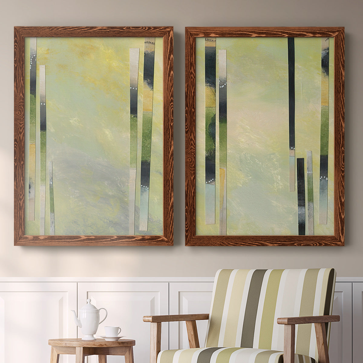 Neutral Assemblage III - Premium Framed Canvas 2 Piece Set - Ready to Hang