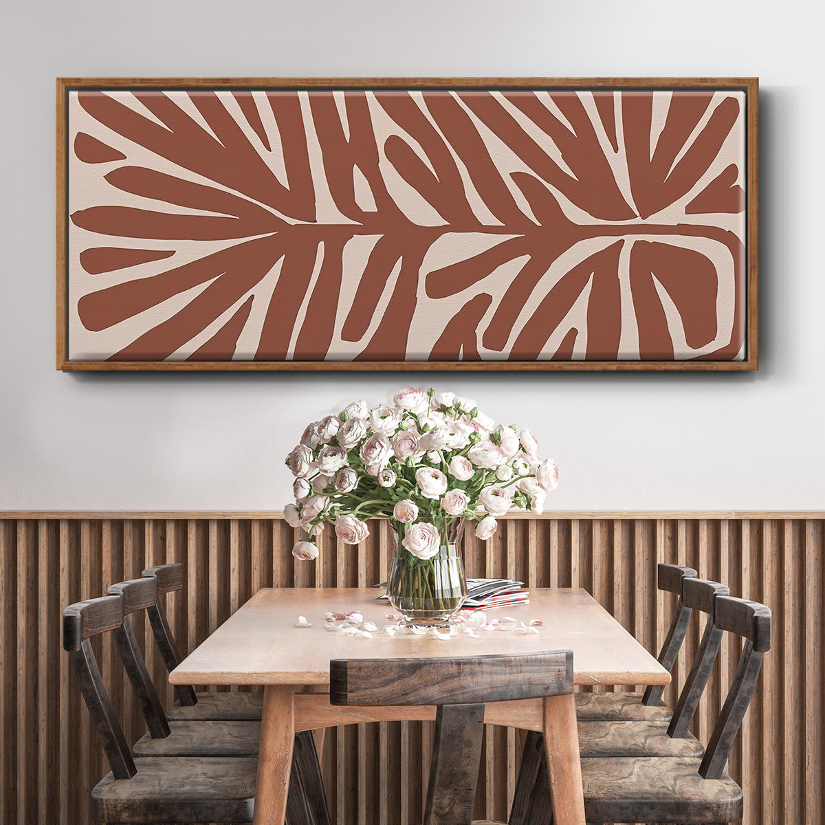 Terra Cotta Block Palms IV - Floater Framed Canvas Print