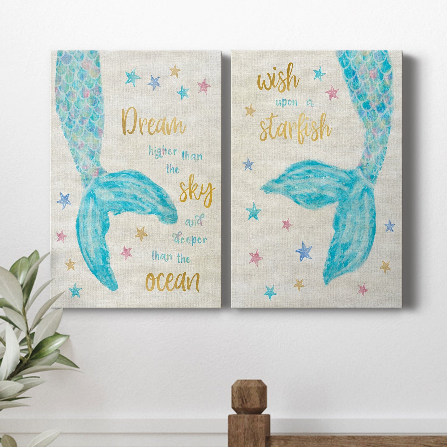 Mermaid Dream Premium Gallery Wrapped Canvas - Ready to Hang - Set of 2 - 8 x 12 Each