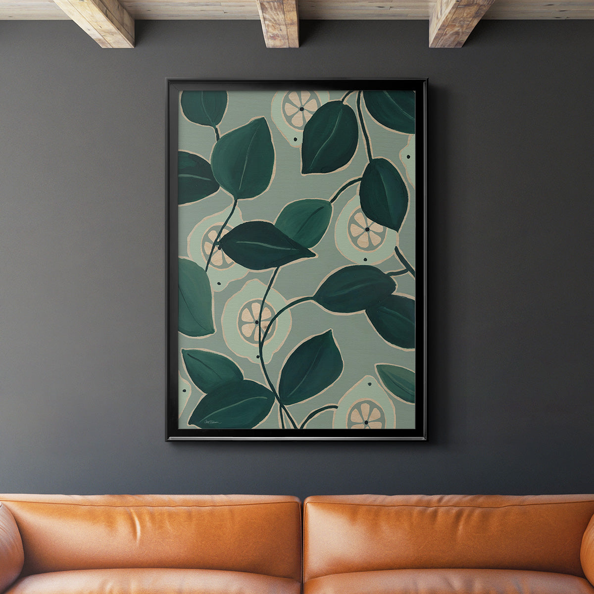 Monochrome Limes - Modern Framed Canvas Print