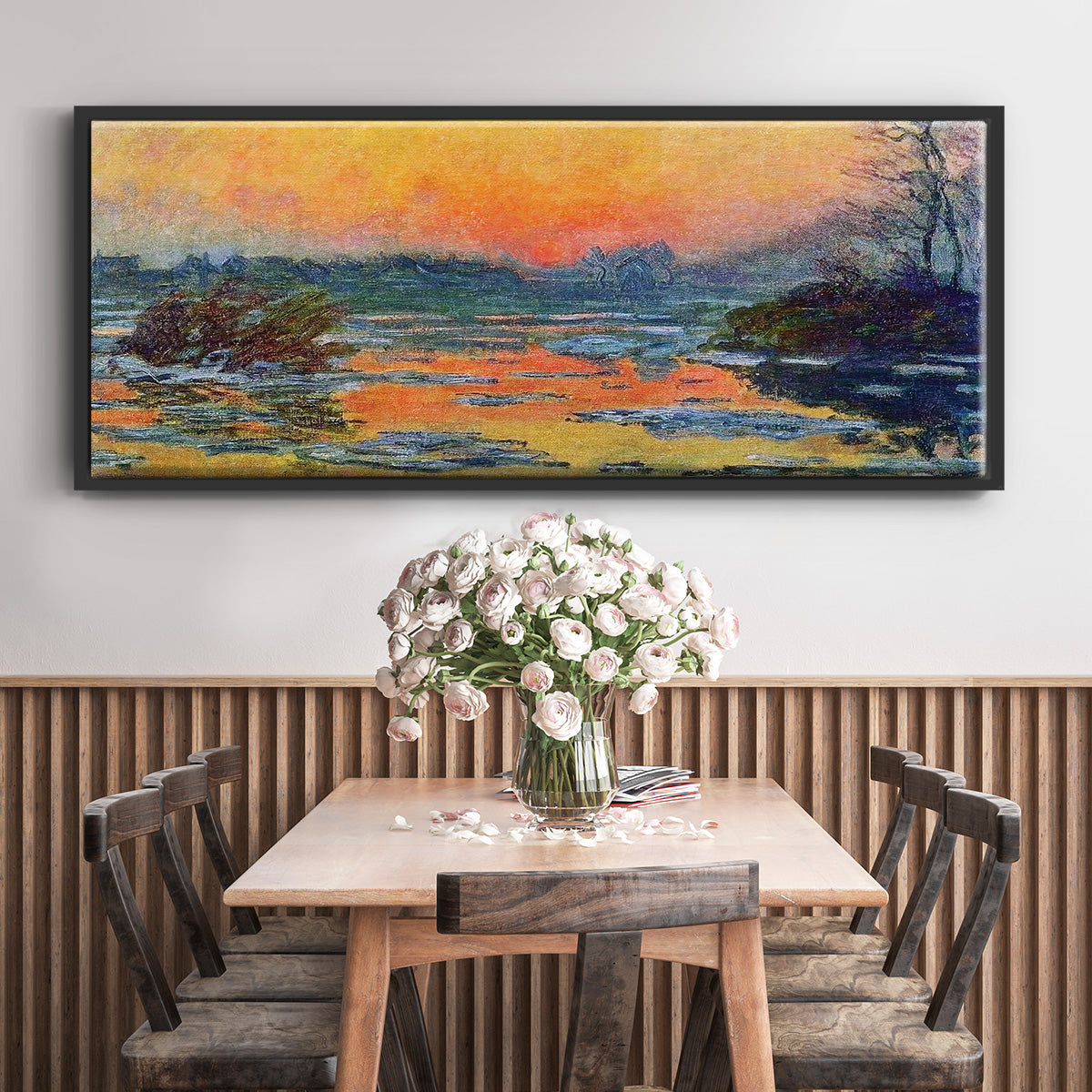 Sunset on the Seine in Winter, 1880 - Floater Framed Canvas Print