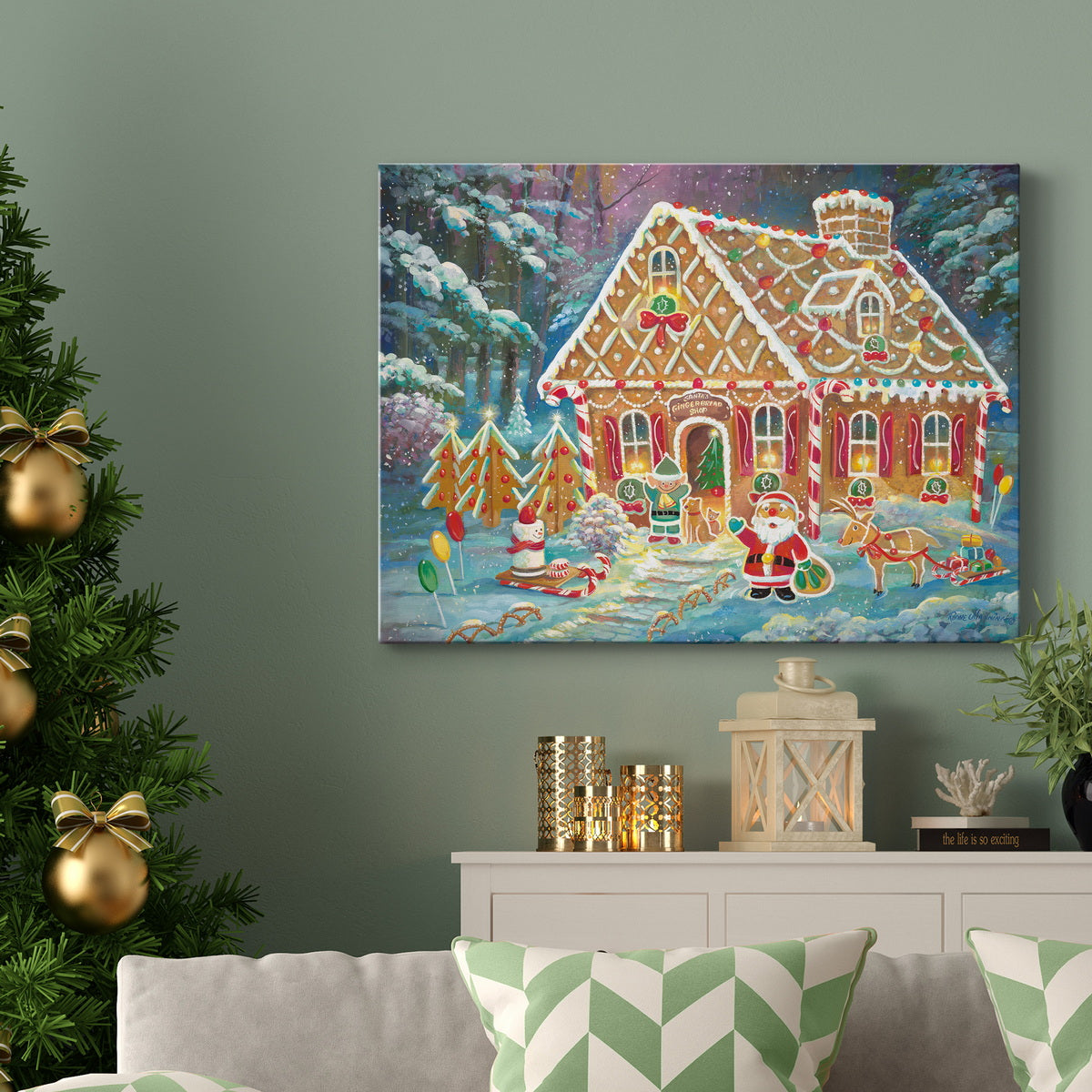 Santa's Ginger Workshop - Premium Gallery Wrapped Canvas  - Ready to Hang