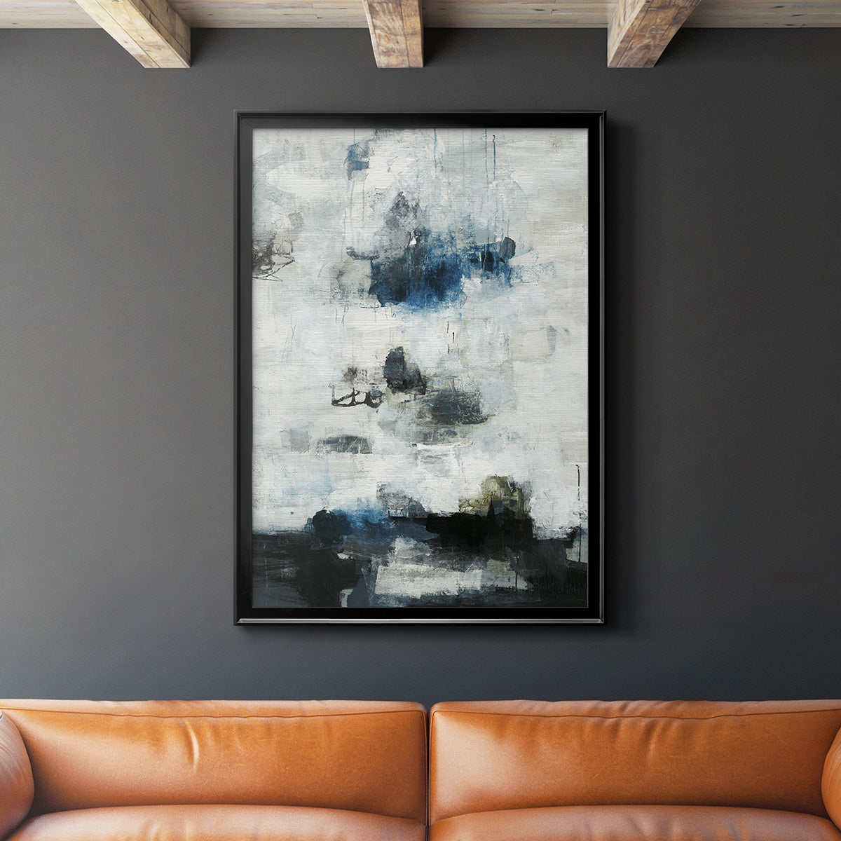 Black & Blue - Modern Framed Canvas Print