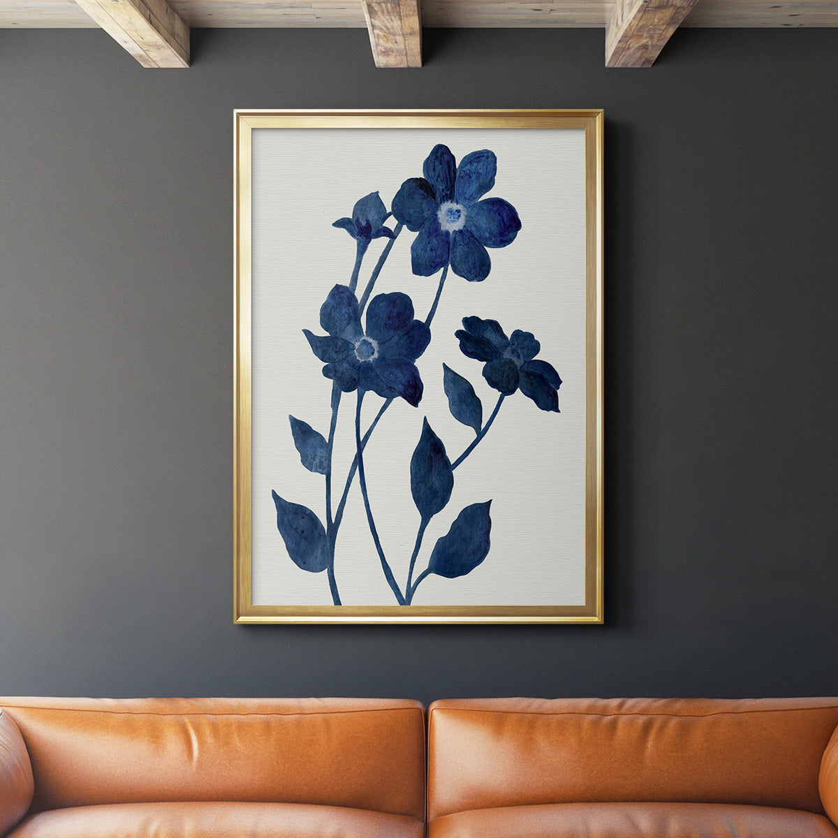 Indigo Bloom II - Modern Framed Canvas Print