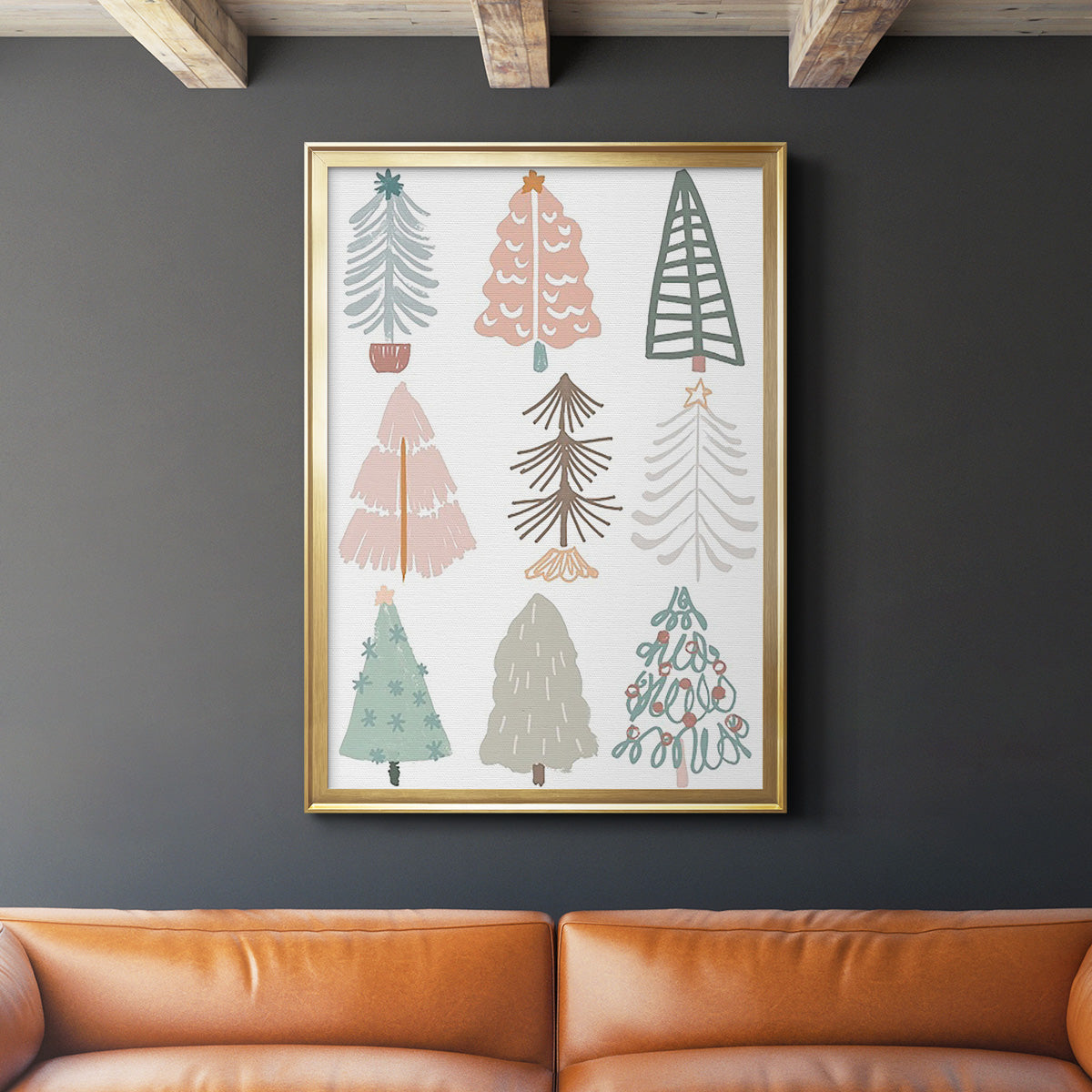 Christmas Tree Sketchbook II - Modern Framed Canvas Print