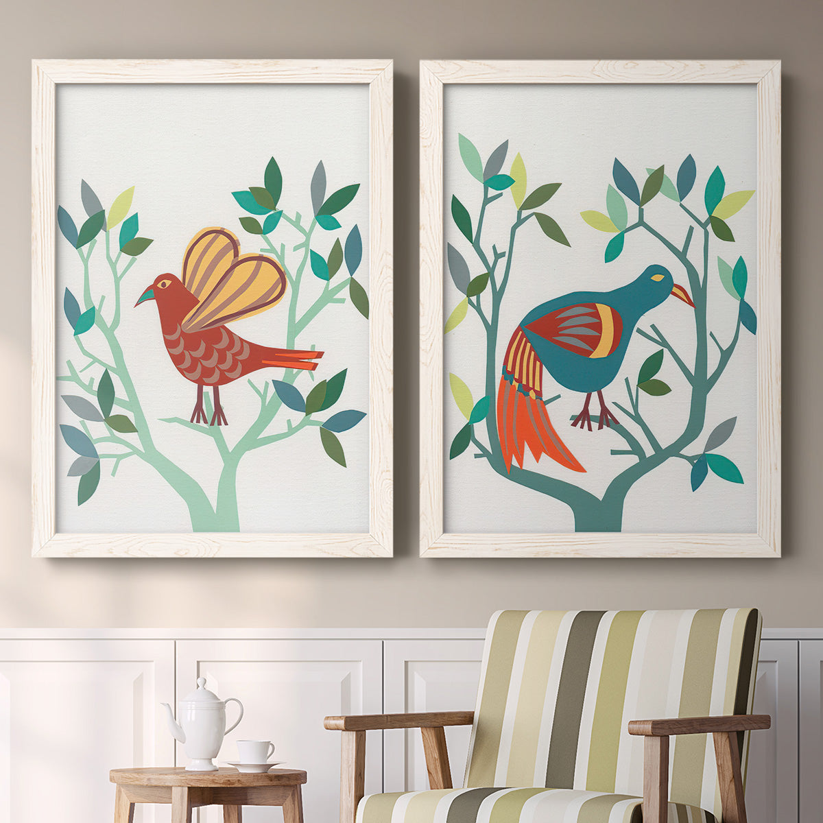 Whitty Bird I - Premium Framed Canvas 2 Piece Set - Ready to Hang