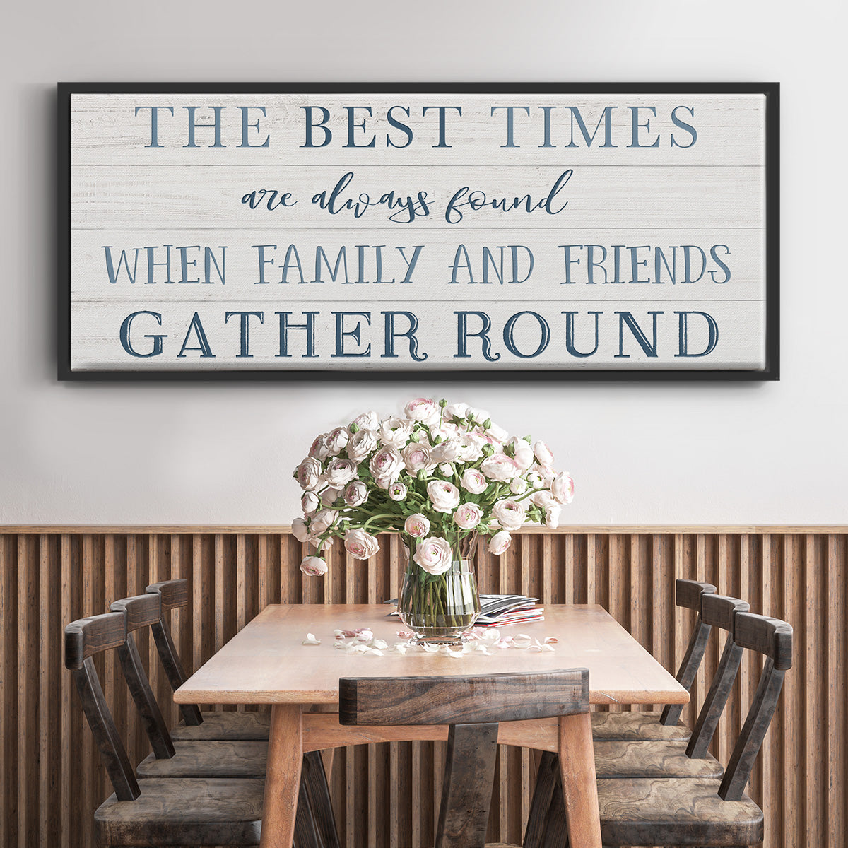 Family and Friends Gather - Floater Framed Canvas Print