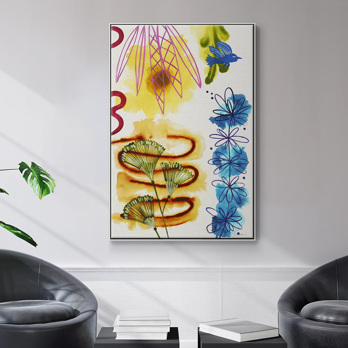 Flower Power II - Floater Framed Canvas Print