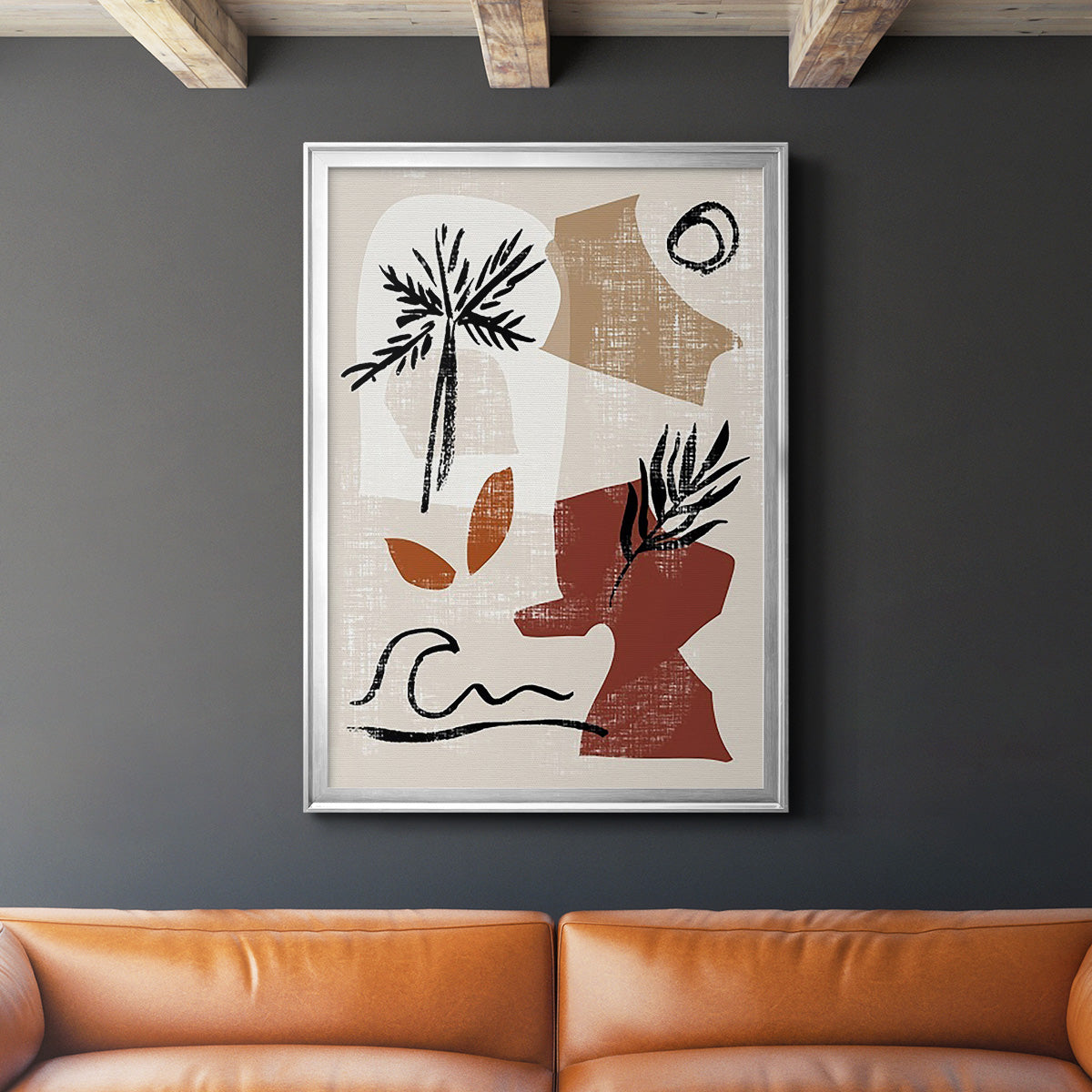 Soft Palms III - Modern Framed Canvas Print