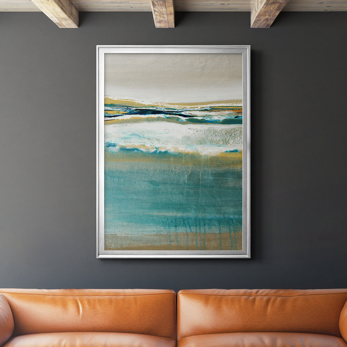 Aqua Quartz V2 - Modern Framed Canvas Print