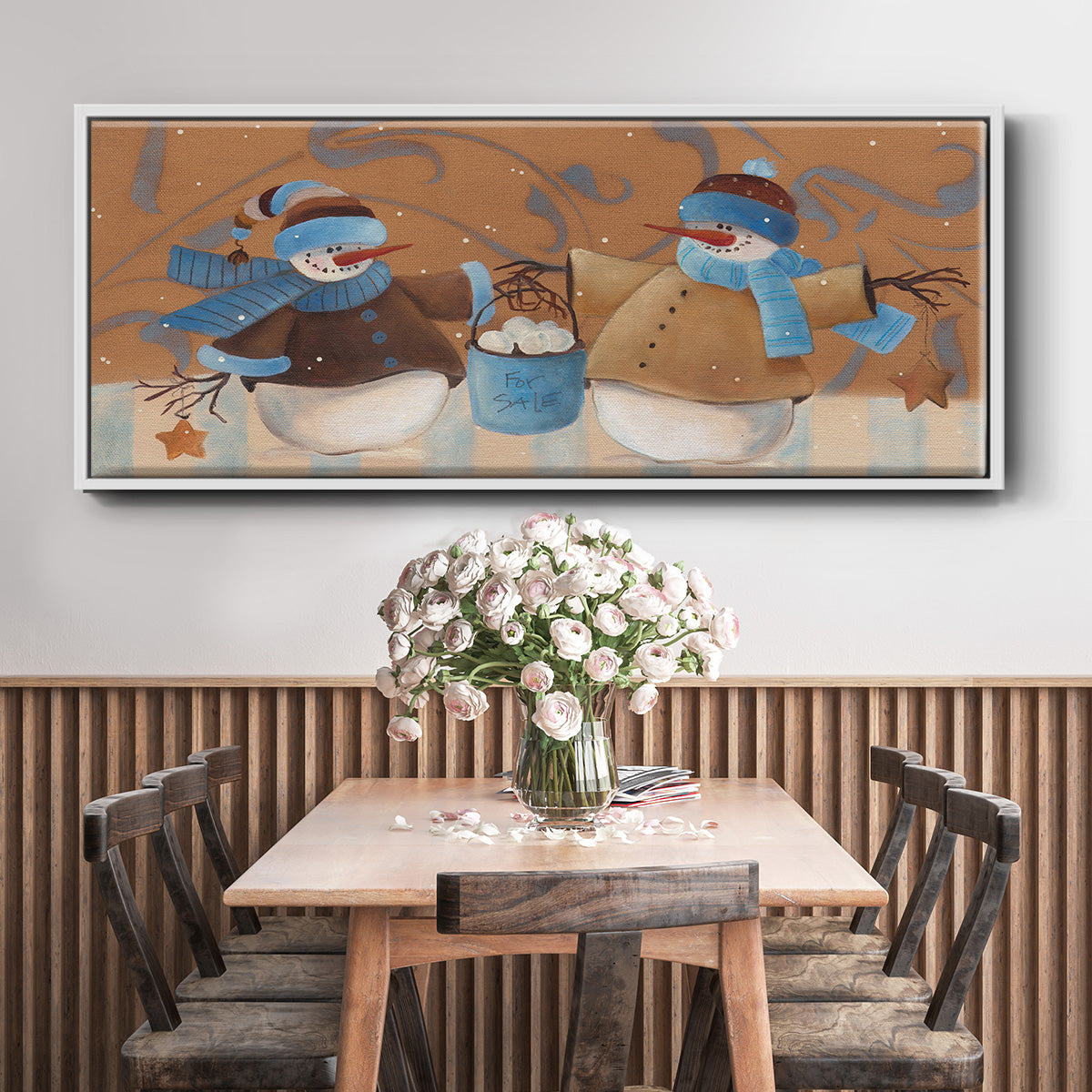Snowball Bucket - Floater Framed Canvas Print