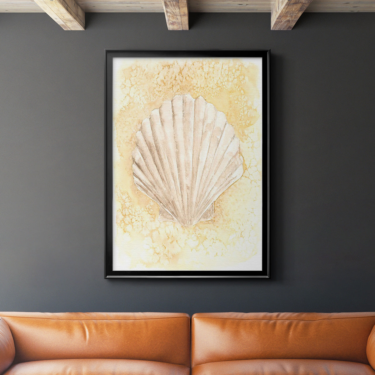 Salty Seashell II - Modern Framed Canvas Print