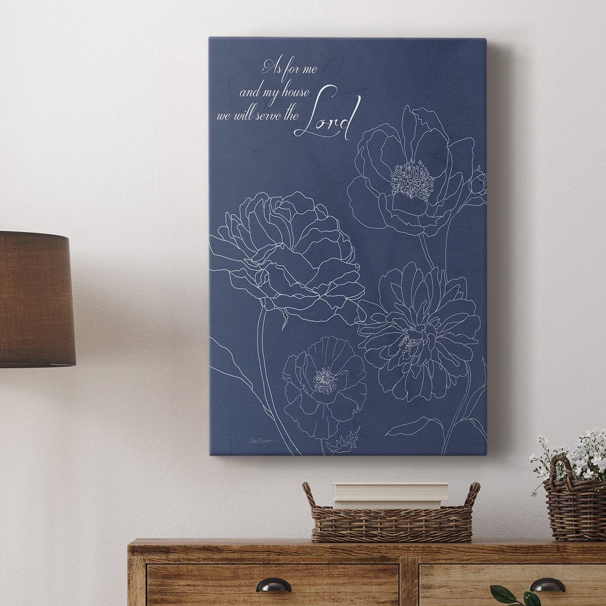Serve the Lord Floral Sketch - Canvas Art Print
