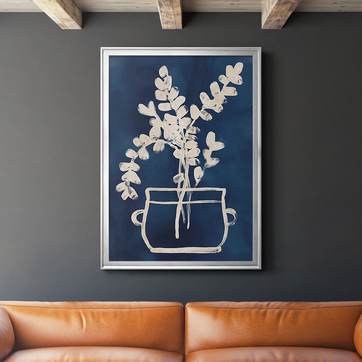 Vessel on Indigo I - Modern Framed Canvas Print