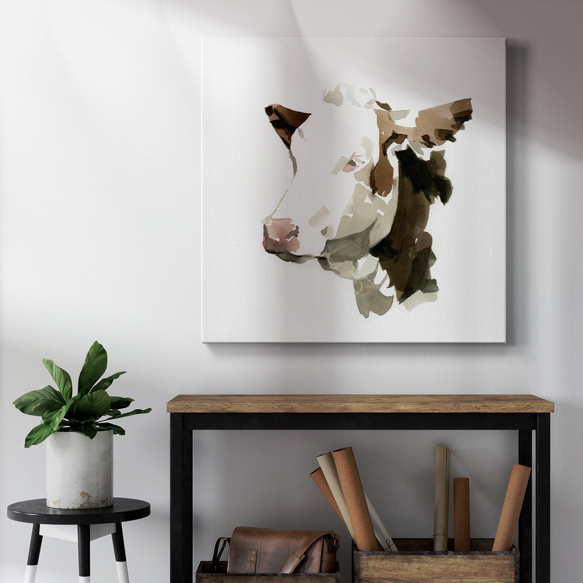 Watercolor Bovine II-Premium Gallery Wrapped Canvas - Ready to Hang