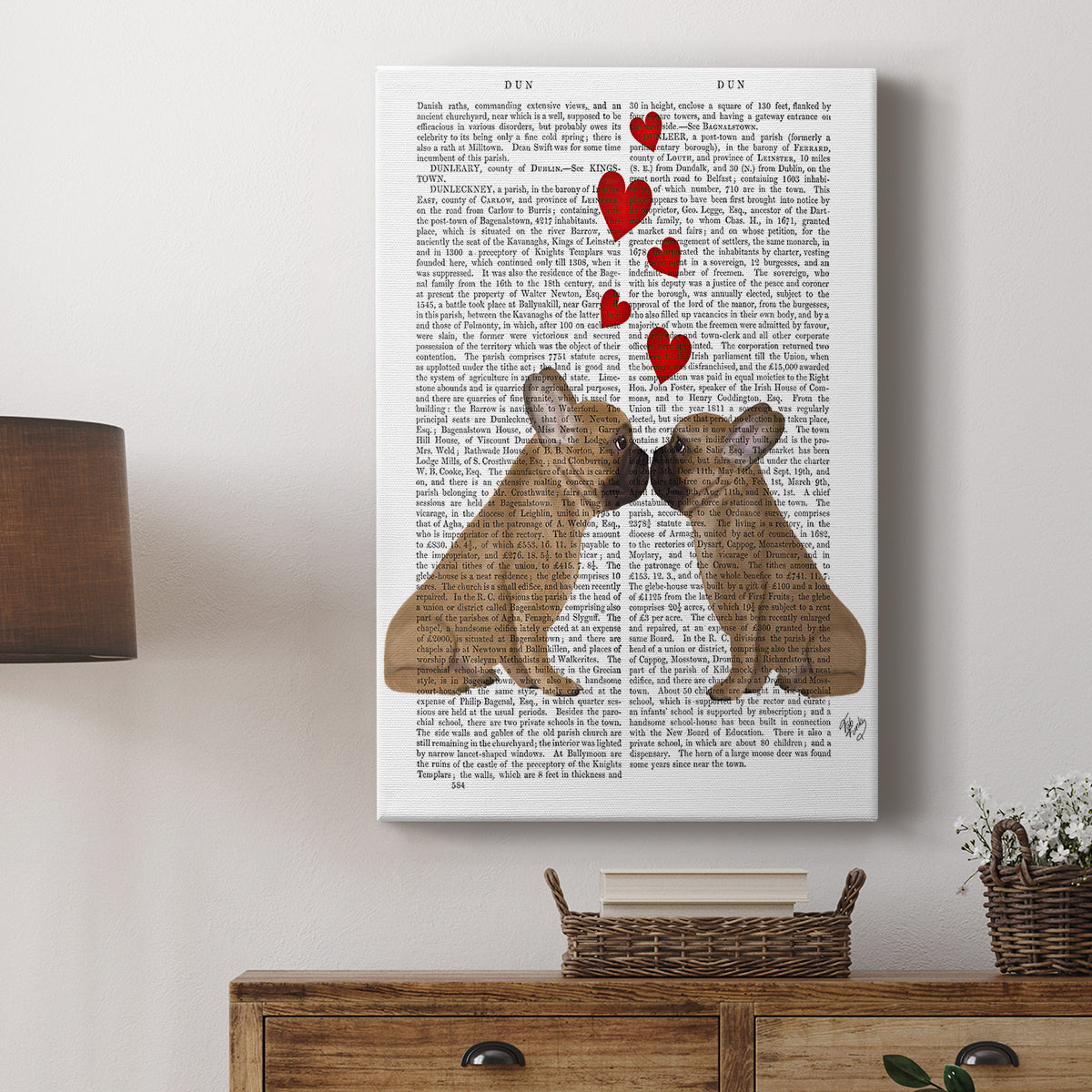 French Kiss and Hearts - Canvas Art Print