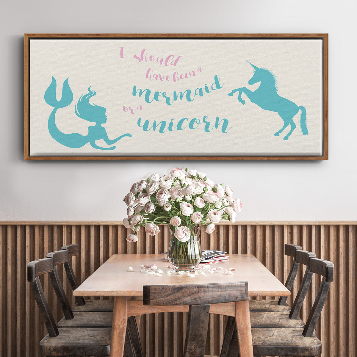 Mermaid Unicorn - Floater Framed Canvas Print