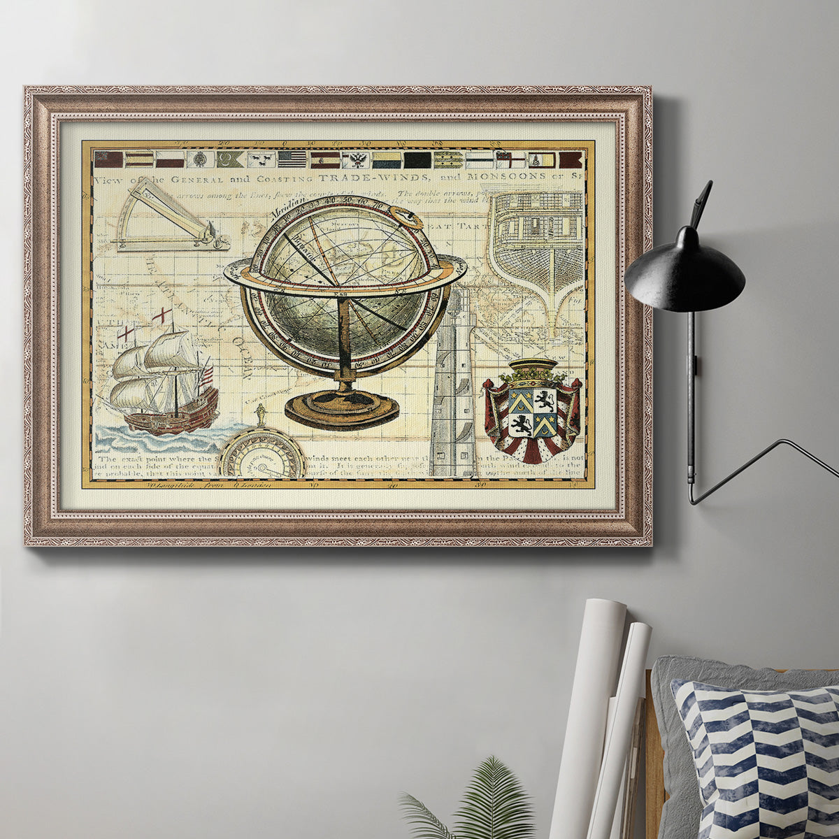 Nautical Map II Premium Framed Canvas- Ready to Hang