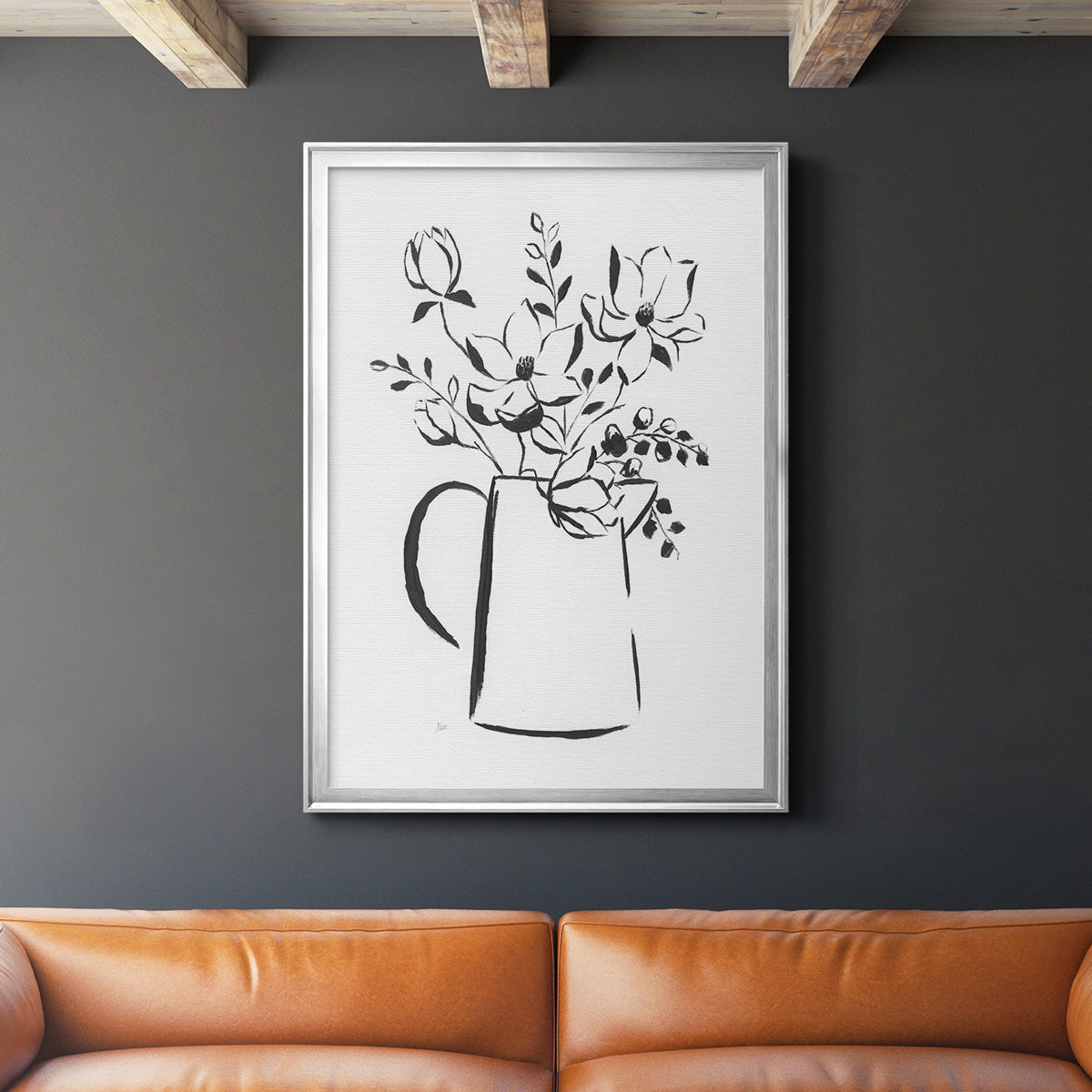 Sketchy Bouquet I - Modern Framed Canvas Print