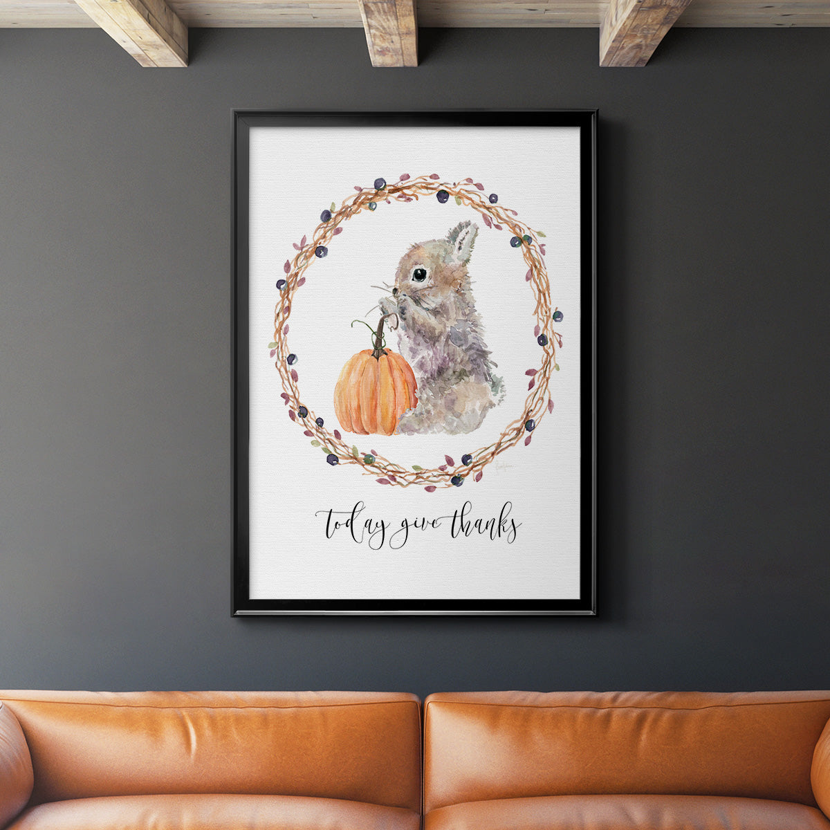 Harvest Home Bunny - Modern Framed Canvas Print