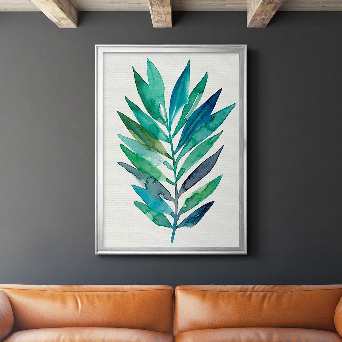 Palm Frond Flow II - Modern Framed Canvas Print