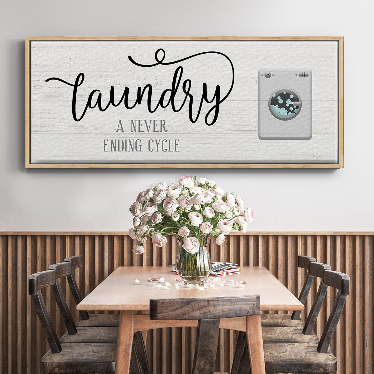 Never Ending Laundry - Floater Framed Canvas Print
