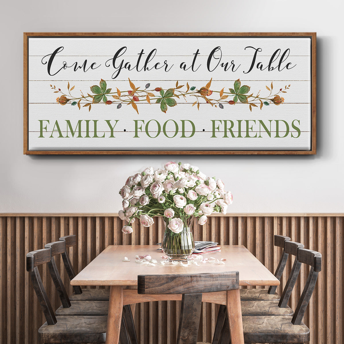 Feeding Friends I - Floater Framed Canvas Print