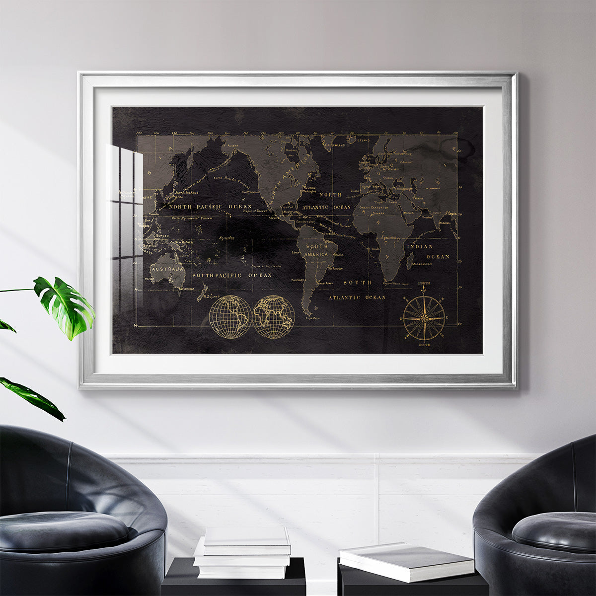Black Gold Map - Modern Framed Art Print