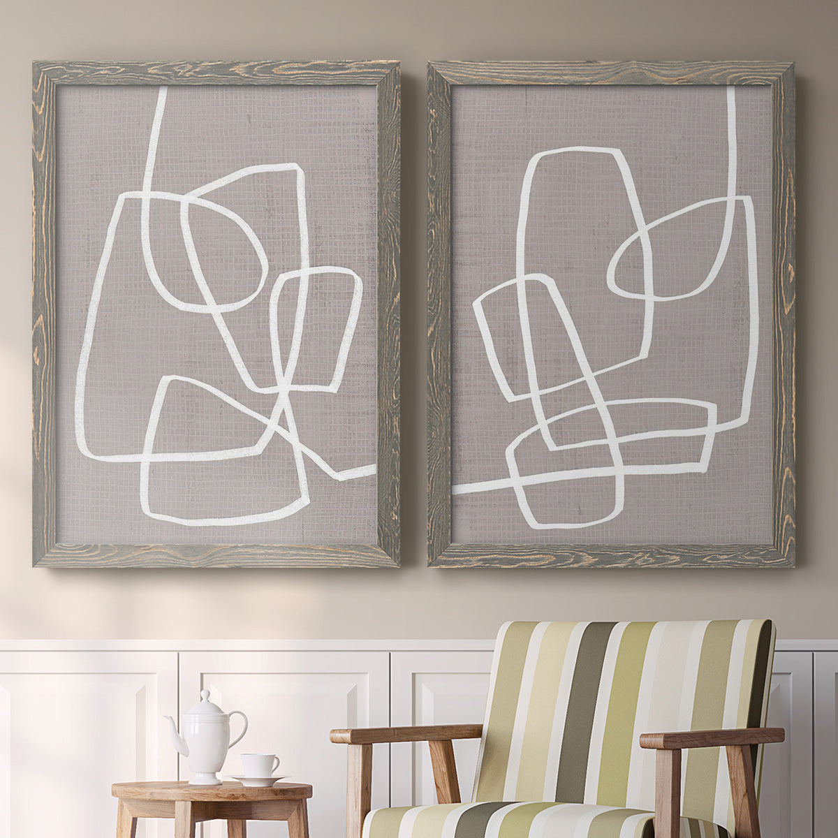 Linen Roundabout I - Premium Framed Canvas 2 Piece Set - Ready to Hang