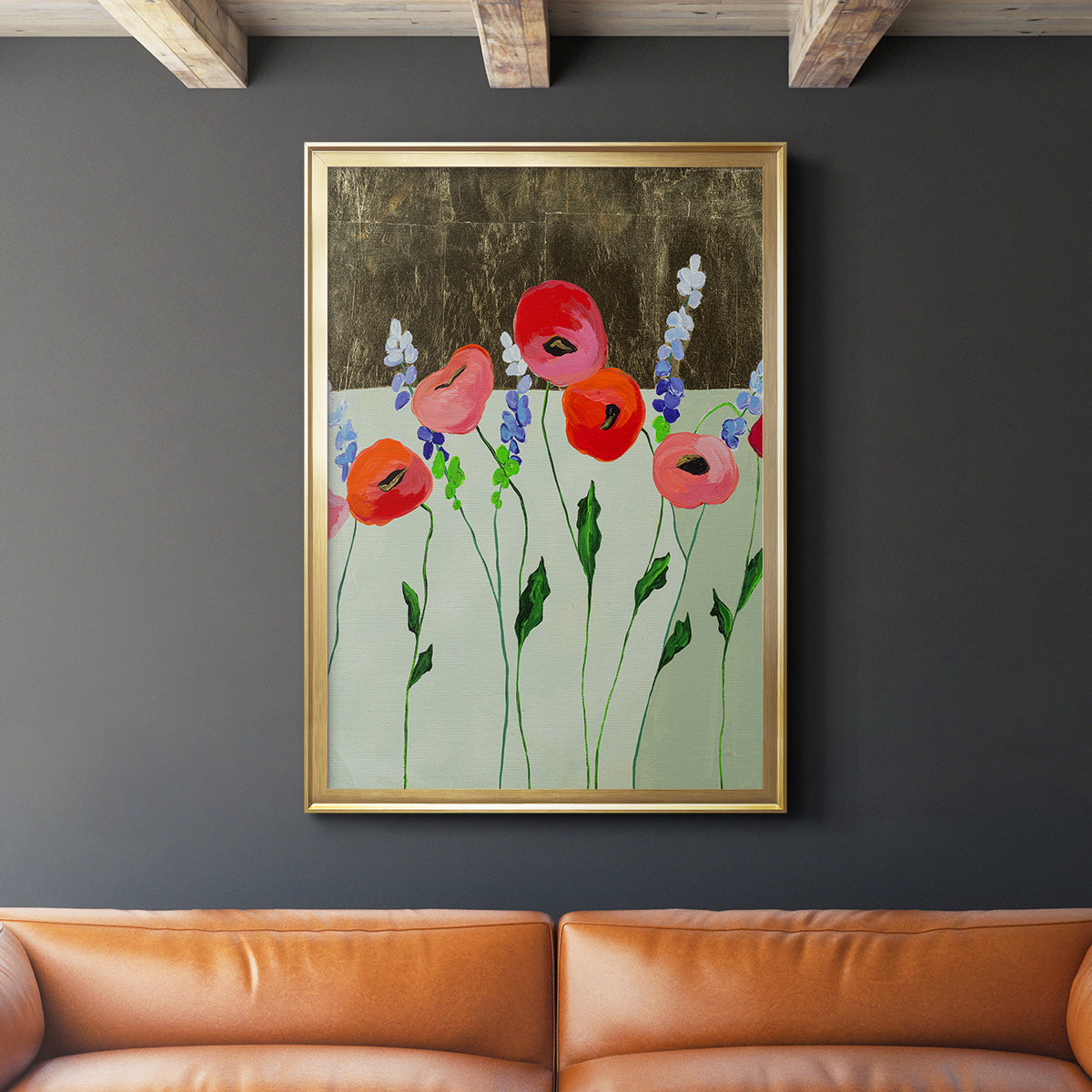 Poppy Party - Modern Framed Canvas Print