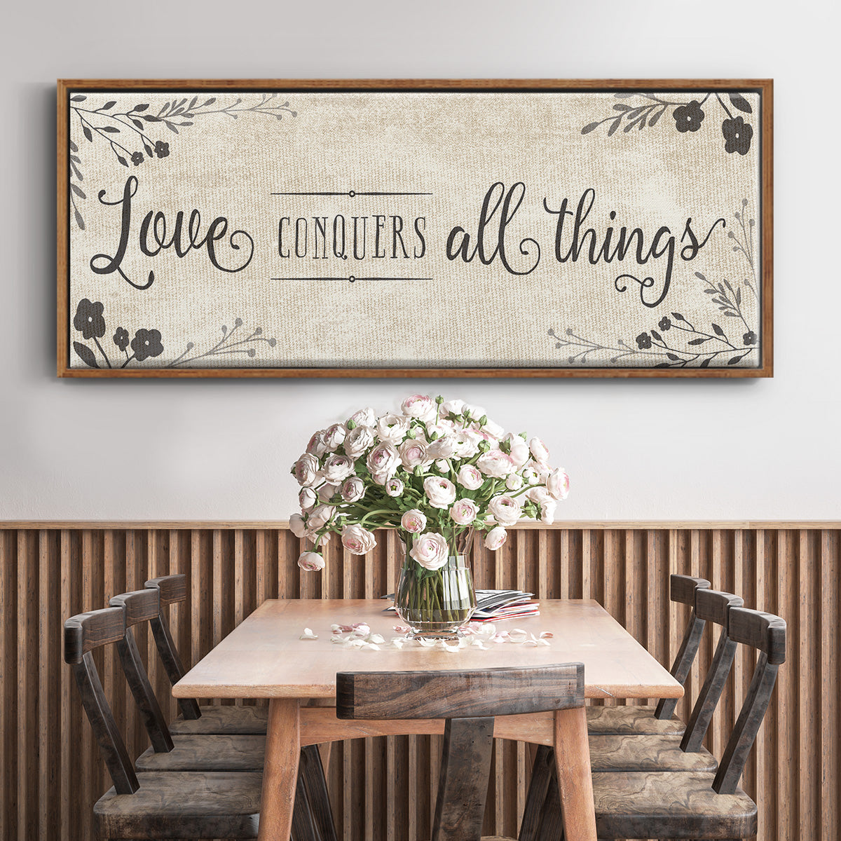 Love Conquers - Floater Framed Canvas Print