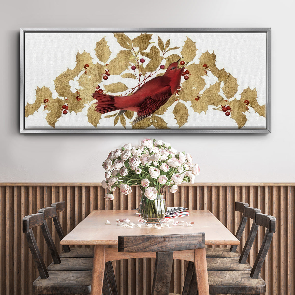 Red Bird Christmas Collection D - Floater Framed Canvas Print