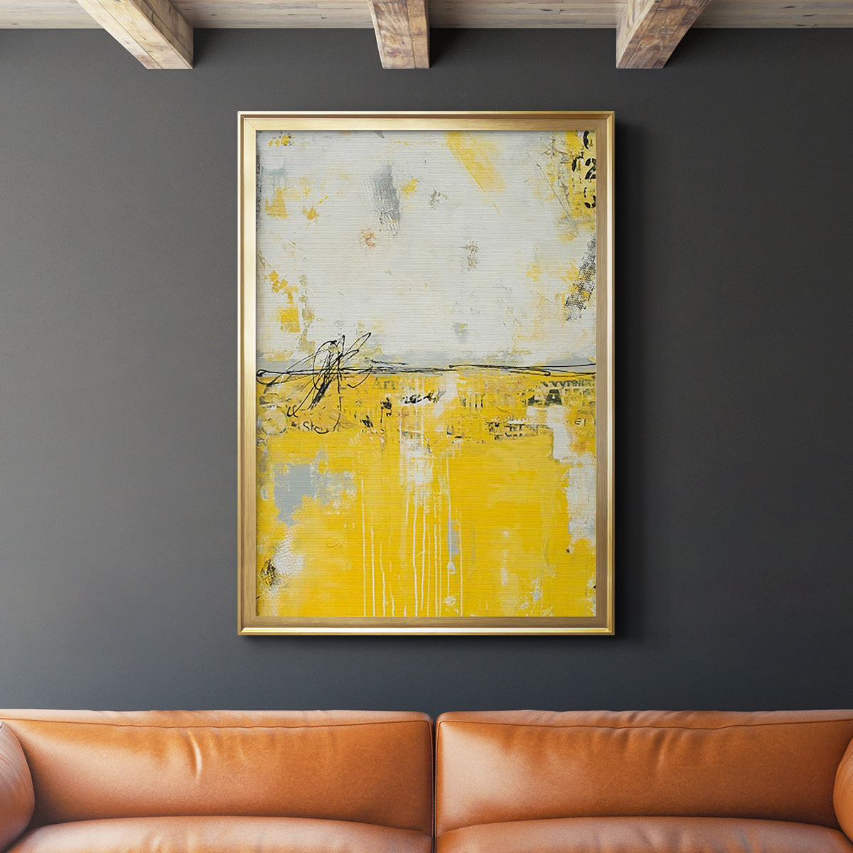 Yellow Bound - Modern Framed Canvas Print