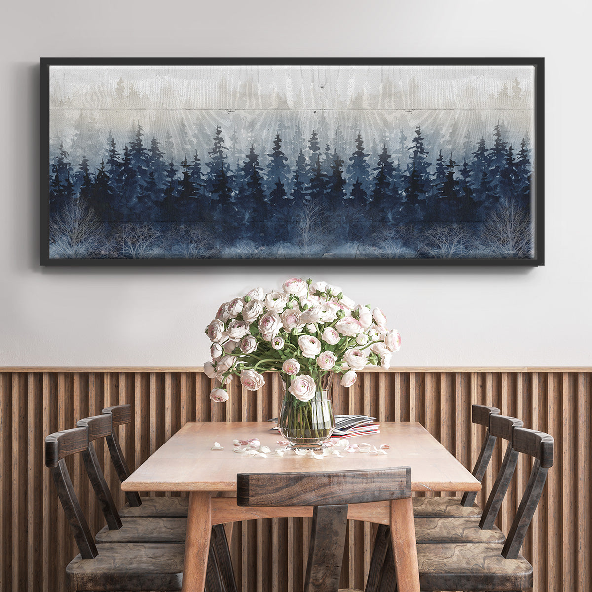 Misty Indigo Forest - Floater Framed Canvas Print