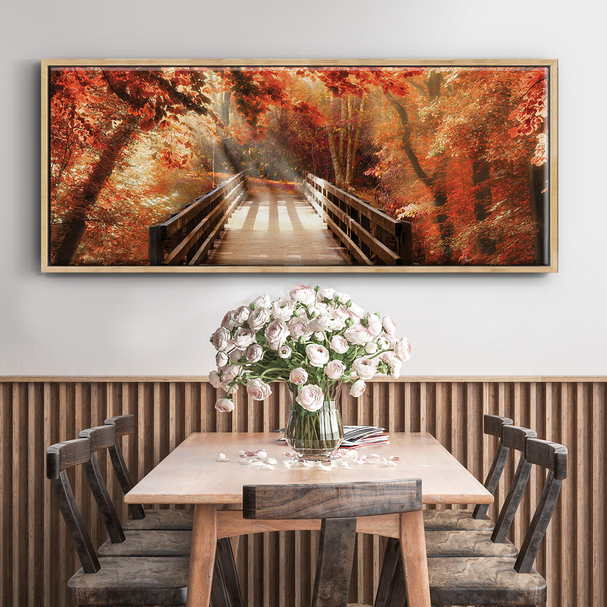 Autumn Bridge - Floater Framed Canvas Print