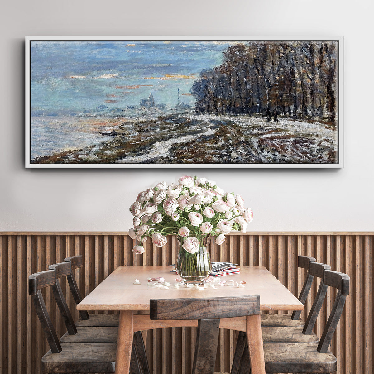 The Promenade at Argenteuil, Winter's Evening, 1875 - Floater Framed Canvas Print