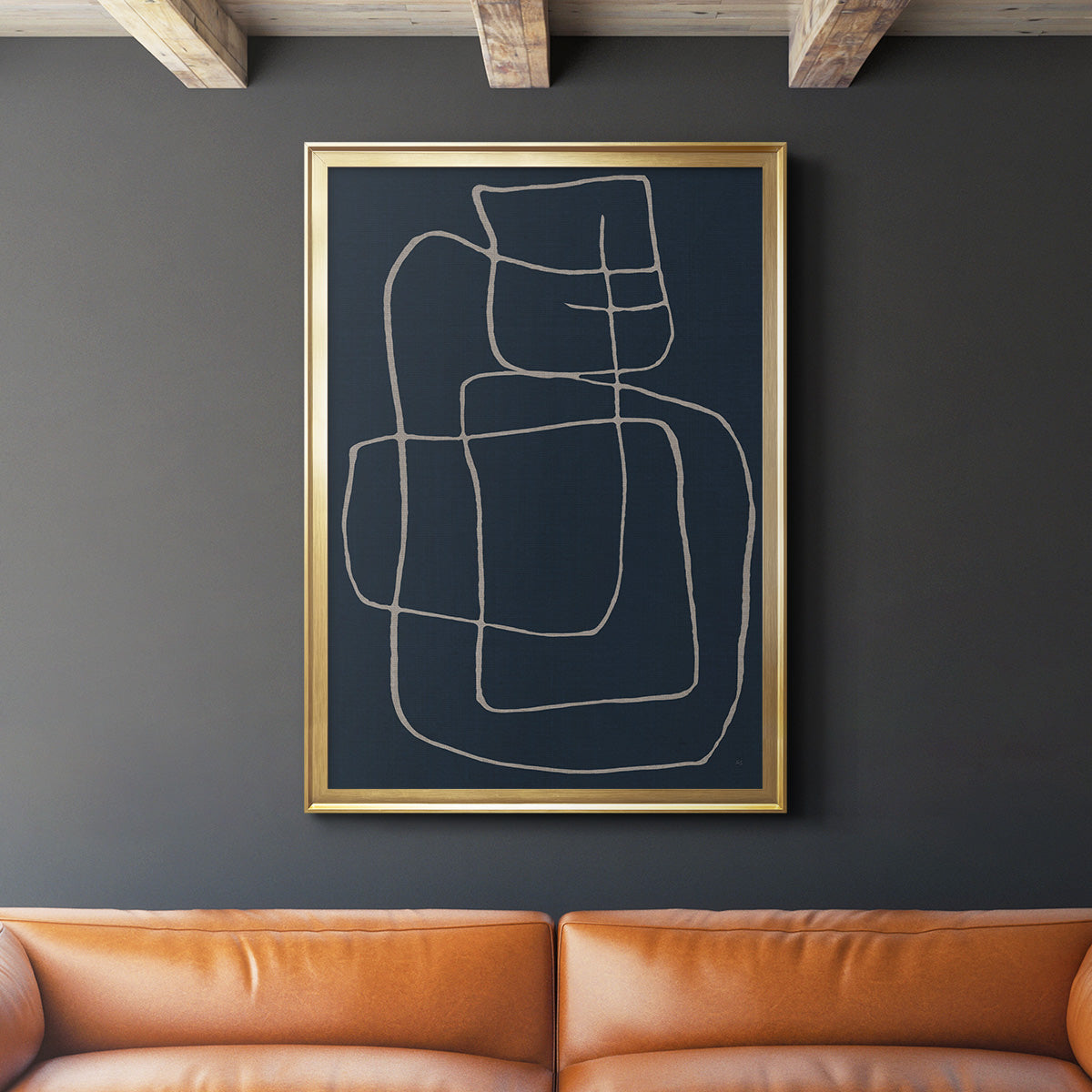 Shapes and Night Sky II - Modern Framed Canvas Print