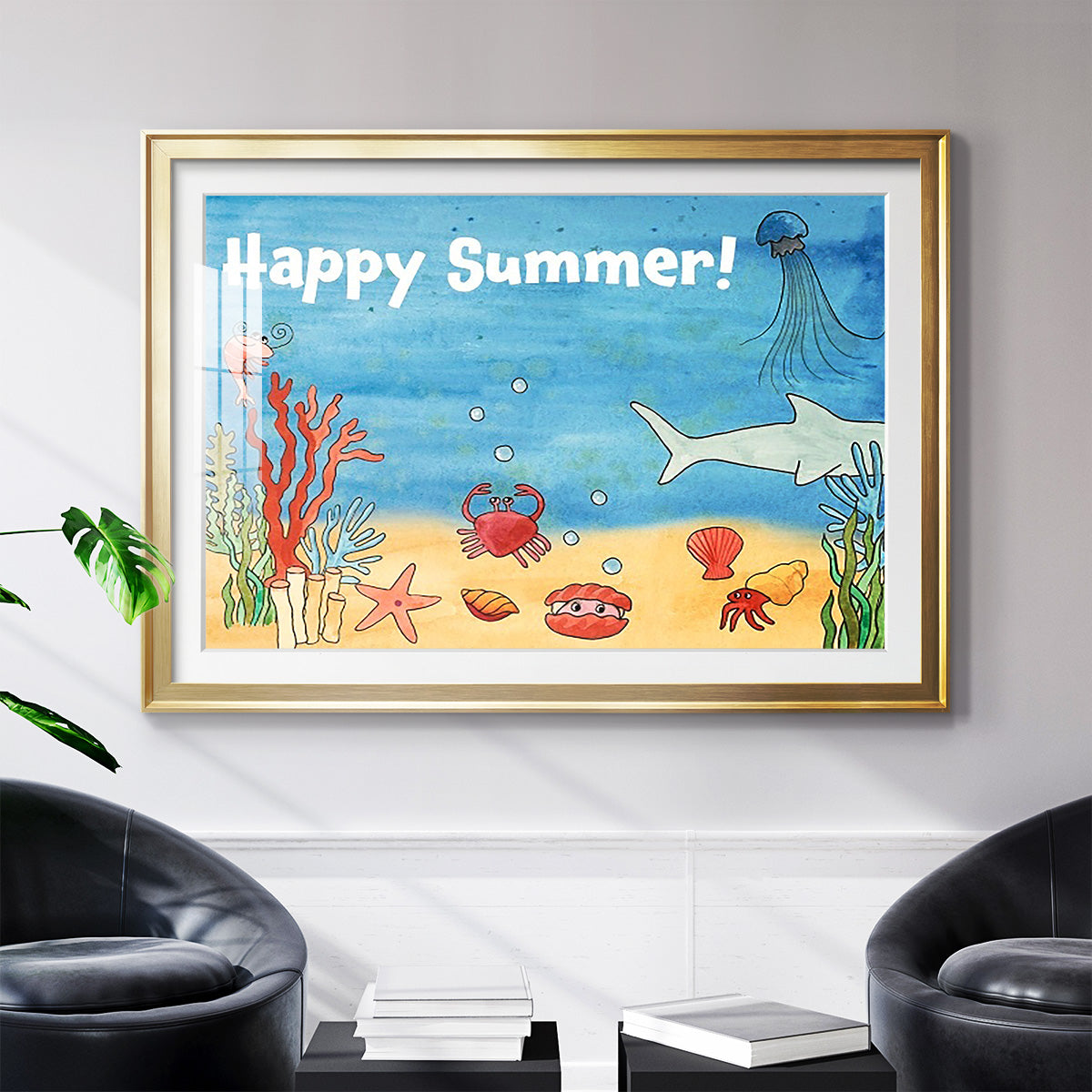 Cute Sea Creatures I - Modern Framed Art Print