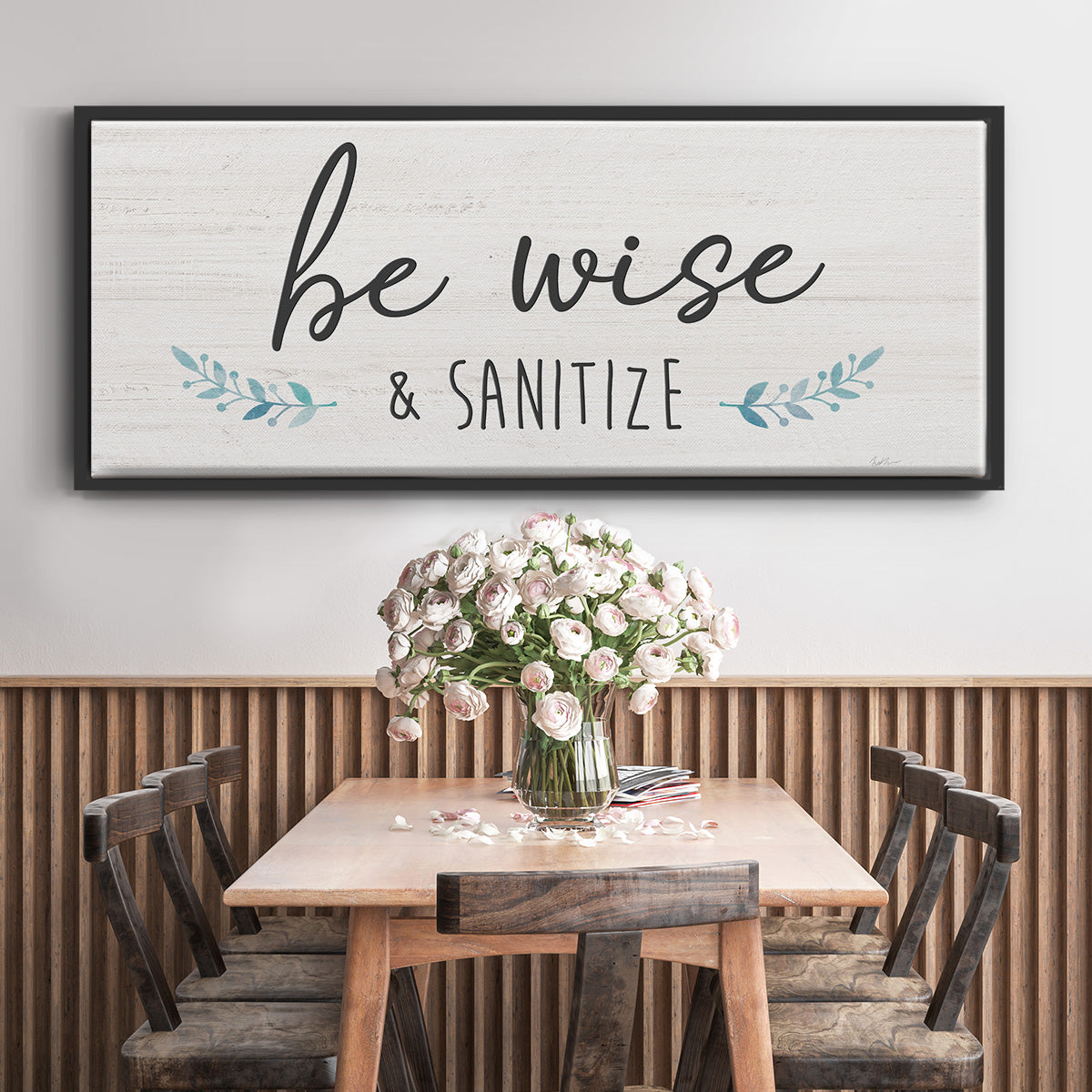 Be Wise & Sanitize - Floater Framed Canvas Print
