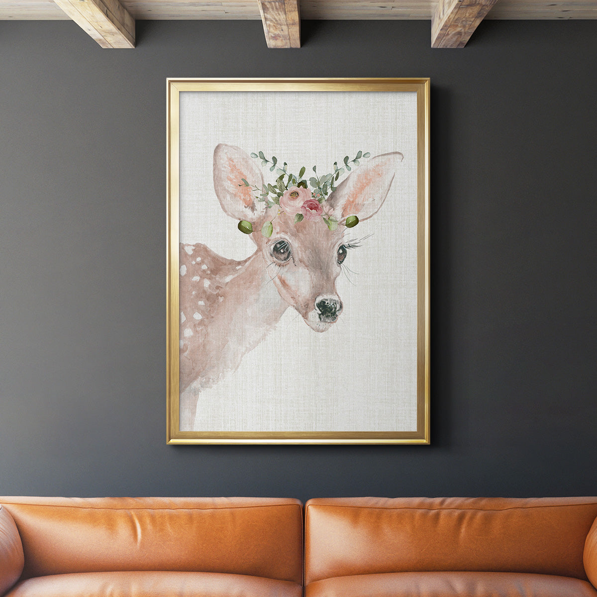 Dressy Fawn - Modern Framed Canvas Print