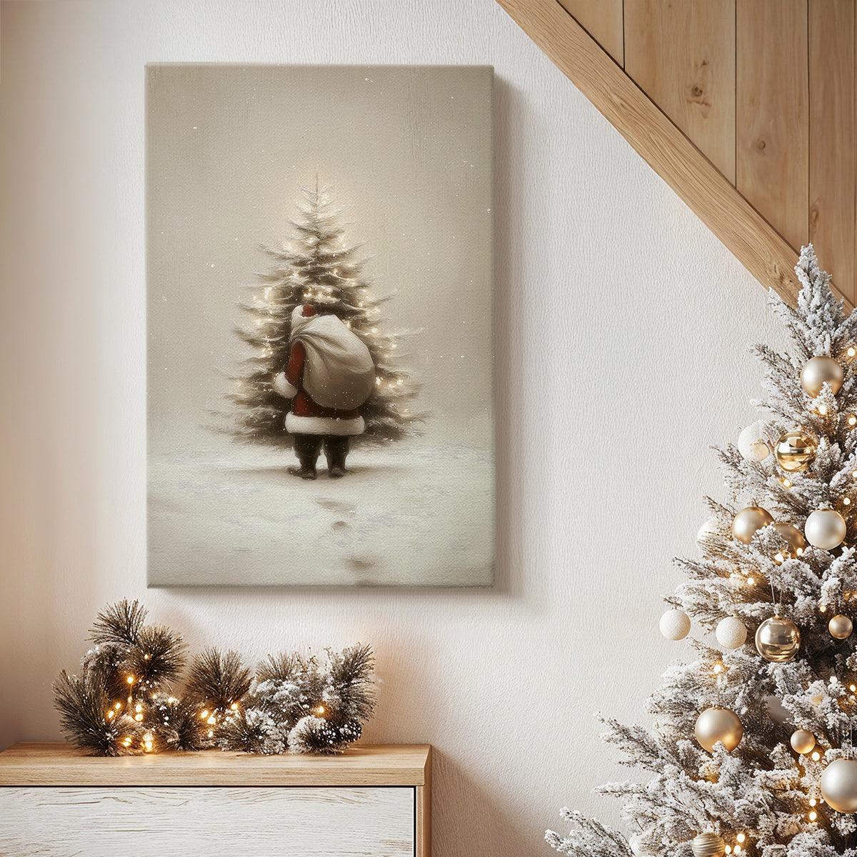 Night of Tinsel-Gold Snow - Canvas Art Print