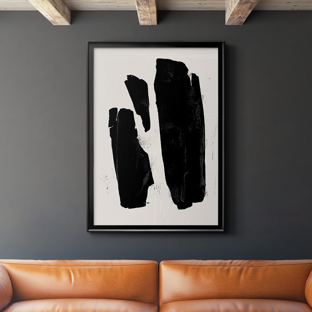 Triple Block Print II - Modern Framed Canvas Print