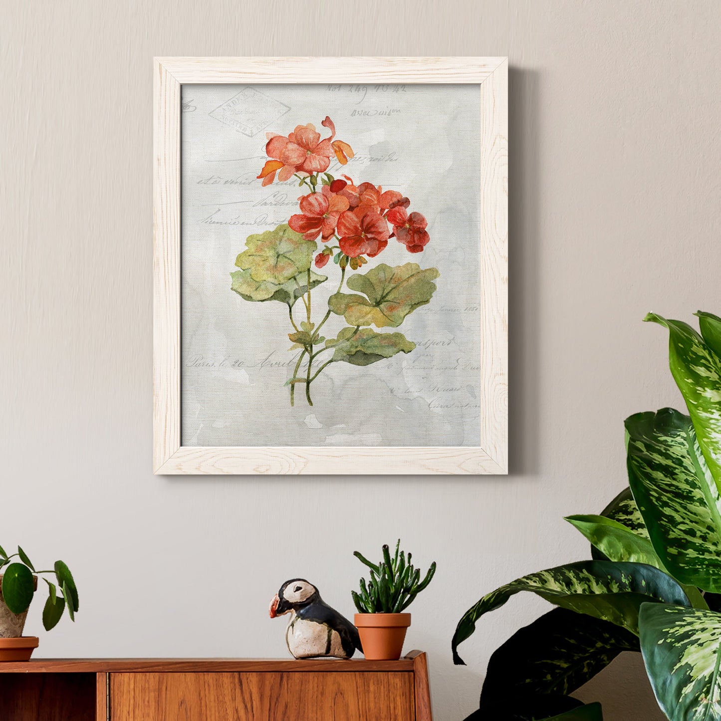 Linen Geranium - Premium Canvas Framed in Barnwood - Ready to Hang