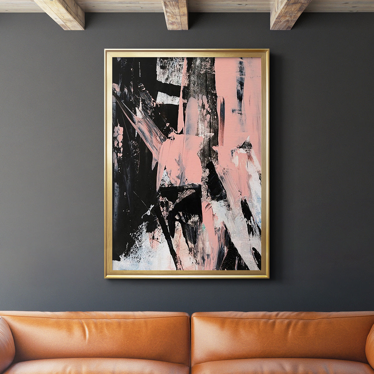 Black & Blush II - Modern Framed Canvas Print