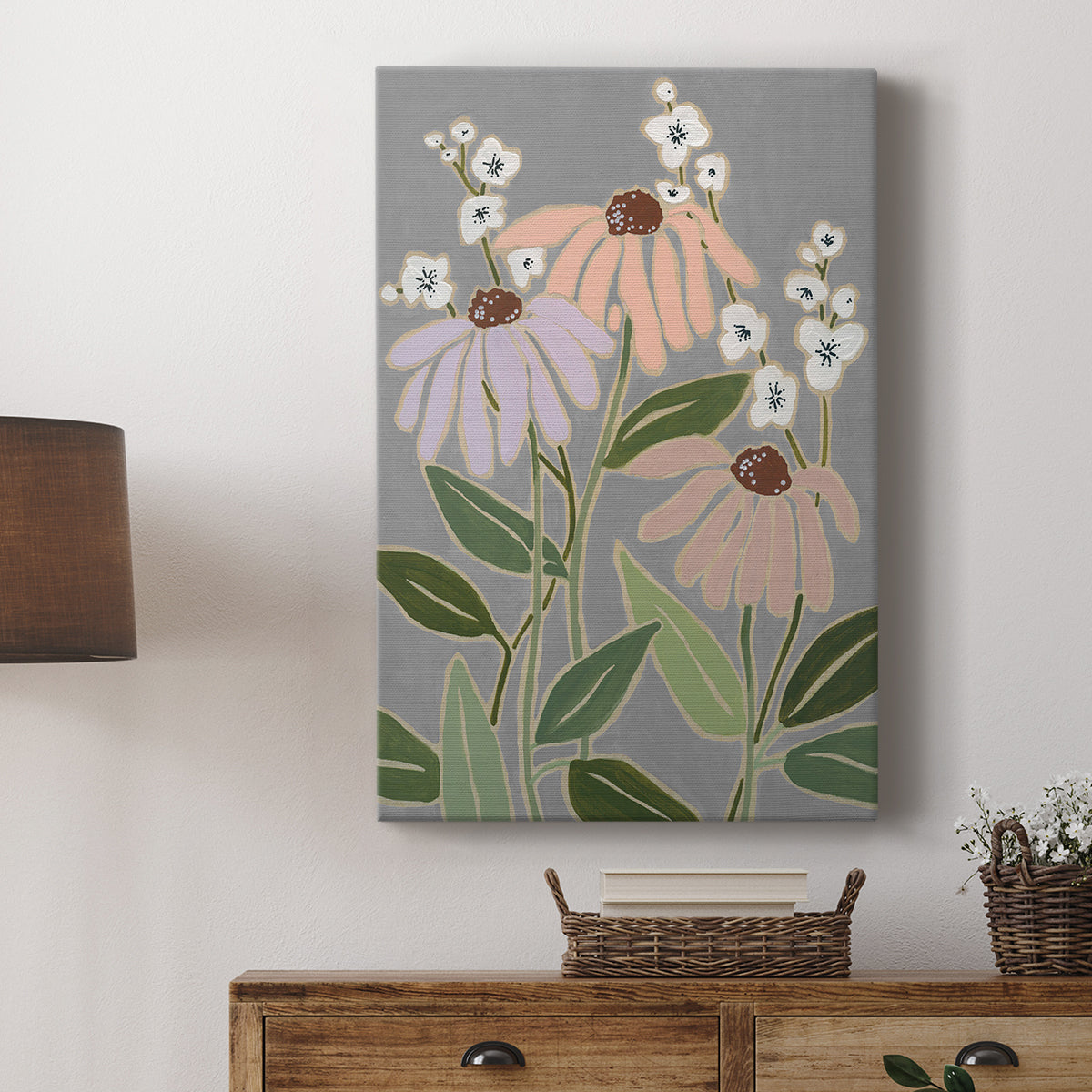 Woodblock Floral I - Canvas Art Print
