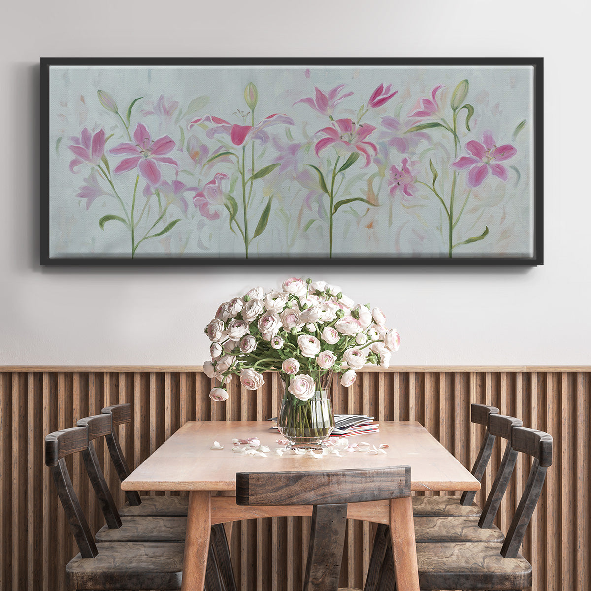 Dancing Pink Trio III - Floater Framed Canvas Print
